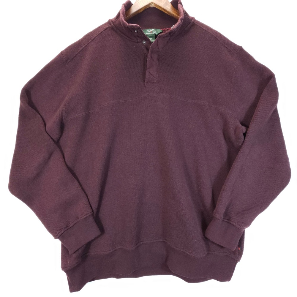 Woolrich Fleece‎ Pullover Mens XL Purple Snap Neck 8855 Thistle Fleece Sweater